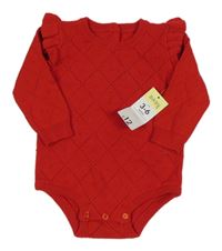 Nové - Červené perforované pletené body s puntíky Matalan