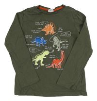 Khaki triko s dinosaury S. Oliver