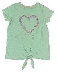 Svetlozelené tričko so srdcem a uzlom Nutmeg