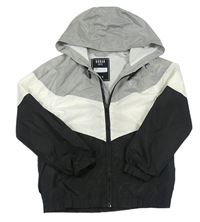 Sivo-bielo-čierna šušťáková jarná bunda s kapucňou Urban