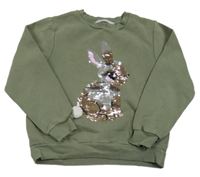 Khaki mikina s králíkem z flitrů H&M