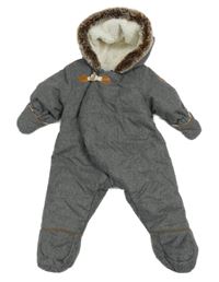 Šedá šusťáková zimní kombinéza s kapucí obaibi