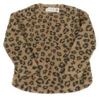 Nové - hnedá leopardí huňatá mikina F&F