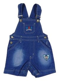 Modré laclové riflové kraťasy s nášivkami 