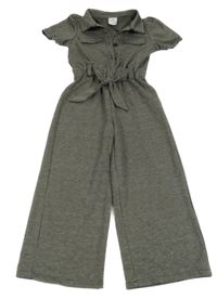 Černo-béžový vzorovaný úpletový kalhotový overal s límečkem Zara