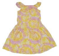 Žlto-bielo-ružové batikované šaty Primark