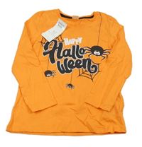 Nové - Oranžové tričko s nápisom a pavoukem Pep&Co