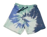 Zeleno-tmaovmodro-biele batikované teplákové kraťasy Nutmeg