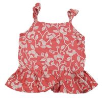 Červeno-biely vzorovaný top s volánikom OVS