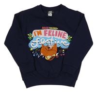 Tmavomodrá mikina s potlačou