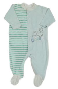 Svetlomodrý zamatový overal s pruhmi a tuleňom Lupilu