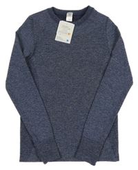 Nové - tmavomodré žebrované thermo triko Yigga