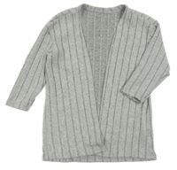 Sivý rebrovaný ľahký úpletový cardigan shein