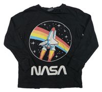Černé pyžamové triko s Nasa Next