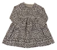 Bielo-čierne leopardí úpletové šaty