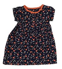 Tmavomodré kvetované šaty s kočičkami Mothercare
