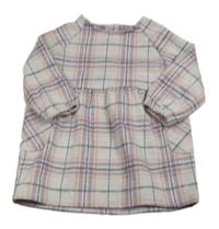 Lila-ružovo-sivé kockované úpletové šaty Primark