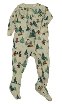 Smotanový overal so stromami a Mickeym Disney