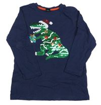 Tmavomodré triko s dinem z flitrů Kiki&Koko