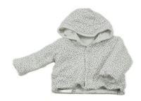 Bílo-antracitová puntíkatá zateplená propínací oboustranná mikina s kapucí Nutmeg