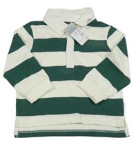 Nové - Bílo-zelené pruhované polo triko Primark