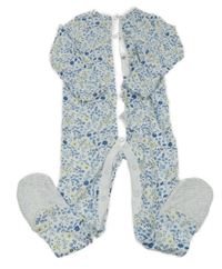 Bílo-modrý květovaný overal F&F