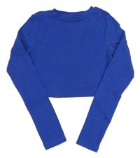 Tmavomodré crop tričko H&M