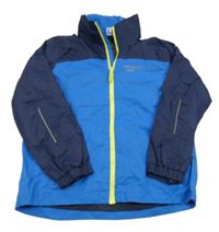 Modro-tmavomodrá šušťáková jarná bunda s ukrývací kapucňou Pocopiano