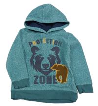 Zelená fleecová mikina s medvědy a kapucí Kids