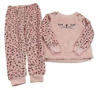 Růžové plyšové pyžamo s leopardím vzorem a čumákem Lily & Dan