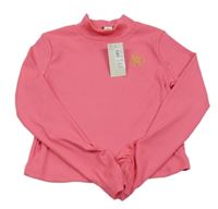 Nové - Ružové rebrované crop tričko s výšivkou River Island