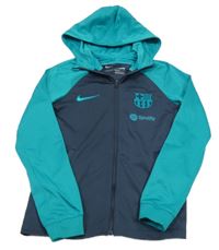 Tmavomodro-zelenomodrá propínací sportovní mikina s logem a kapucí Nike
