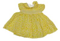 Žlto-biele kvetované šaty s golierikom