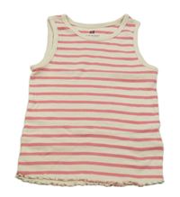 Smetanovo-ružový pruhovaný rebrovaný top H&M