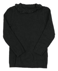 Tmavosivý rebrovaný sveter s volánikom George