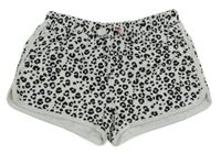 Bielo-čierne teplákové kraťasy s leopardím vzorom M&S