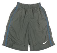 Antracitovo-modré šusťákové sportovní kraťasy Nike