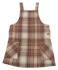 Starorůžovo-hnedé kockované vlnené na traké šaty Primark