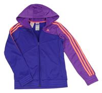 Fialová prepínaci športová mikina s logom a kapucňou Adidas