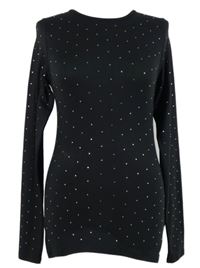 Nové - Dámske čierne tričko s kamienkami H&M