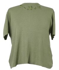 Dámske světlekhaki pletené tričko s výšivkou Janique