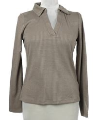 Dámské béžové žebrované triko s límečkem F&F