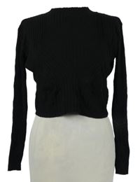Dámský černý žebrovaný crop svetr H&M