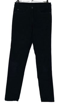 Dámske tmavomodré zamatové skinny rifle Up2Fashion