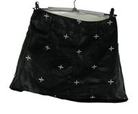 Dámska čierna koženková sukňa s výšivkami