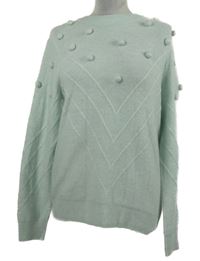 Dámsky svetlomodrý vzorovaný sveter s bambulkami TU