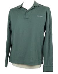 Pánske khaki tričko s golierikom Calvin Klein