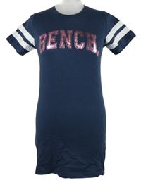 Dámske tmavomodré tričkové šaty s logom a pruhmi Bench