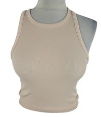 Dámský světlerůžový žebrovaný crop top H&M