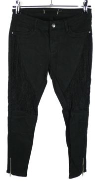 Dámské černé skinny rifle s krajkou Tally Weijl 